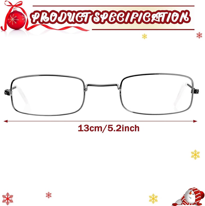 Fiada 6 PCS Old Man Glasses Costume Set 2 Round Eyeglasses 2 Square Glasses 2 Beaded Chain for Christmas Cosplay - Image 2
